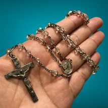 RARE Creed Rosary Faceted Round Rock Crystal Beads 38&quot; 25gr Sterling Cru... - $2,141.41 MXN