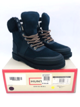 HUNTER Commando Insulated Leather Boots- Navy / Black- US 5M - £40.91 GBP