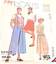 Vintage McCalls 4751 Vest, Top, Skirt, Culottes Sewing Pattern - $4.93