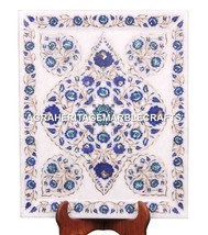 12&quot;x15&quot; Marble Serving Plate Lapis Gemtone Inlay Mosaic Floral Table Decor H1690 - £621.47 GBP