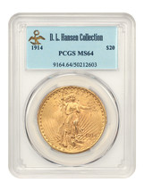 1914 $20 PCGS MS64 ex: D.L. Hansen - £6,532.01 GBP