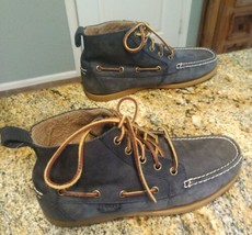 Polo Ralph Lauren Boat Shoes Mens 8 D Blue Barrott Ankle Boot Lace Up Le... - $44.55