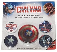 Marvel Captain America Civil War Badge Pack Collectible Pinback Buttons ... - £10.09 GBP