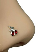 Red Cherry Nose Stud CZ Cubic Zirconia 22g (0.6mm) 925 Silver 8mm Ball End Post - £4.38 GBP
