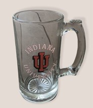 Indiana University “The Hoosiers” Tall Clear Glass Mug With Red &amp; White Letters - £9.54 GBP