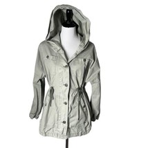 American Eagle Distressed Hooded Jacket Green Cotton Pockets Women&#39;s Size XS - £15.54 GBP