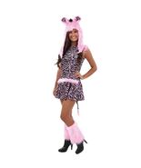 Tween Pink Zebra Costume Size 14-16 Dress Faux Fur Hood &amp; Leg Warmers NEW - $143.84 MXN