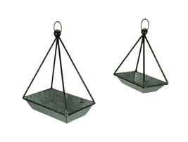 Galvanized Metal Standing or Hanging Indoor Outdoor Planters Set of 2 - £35.82 GBP