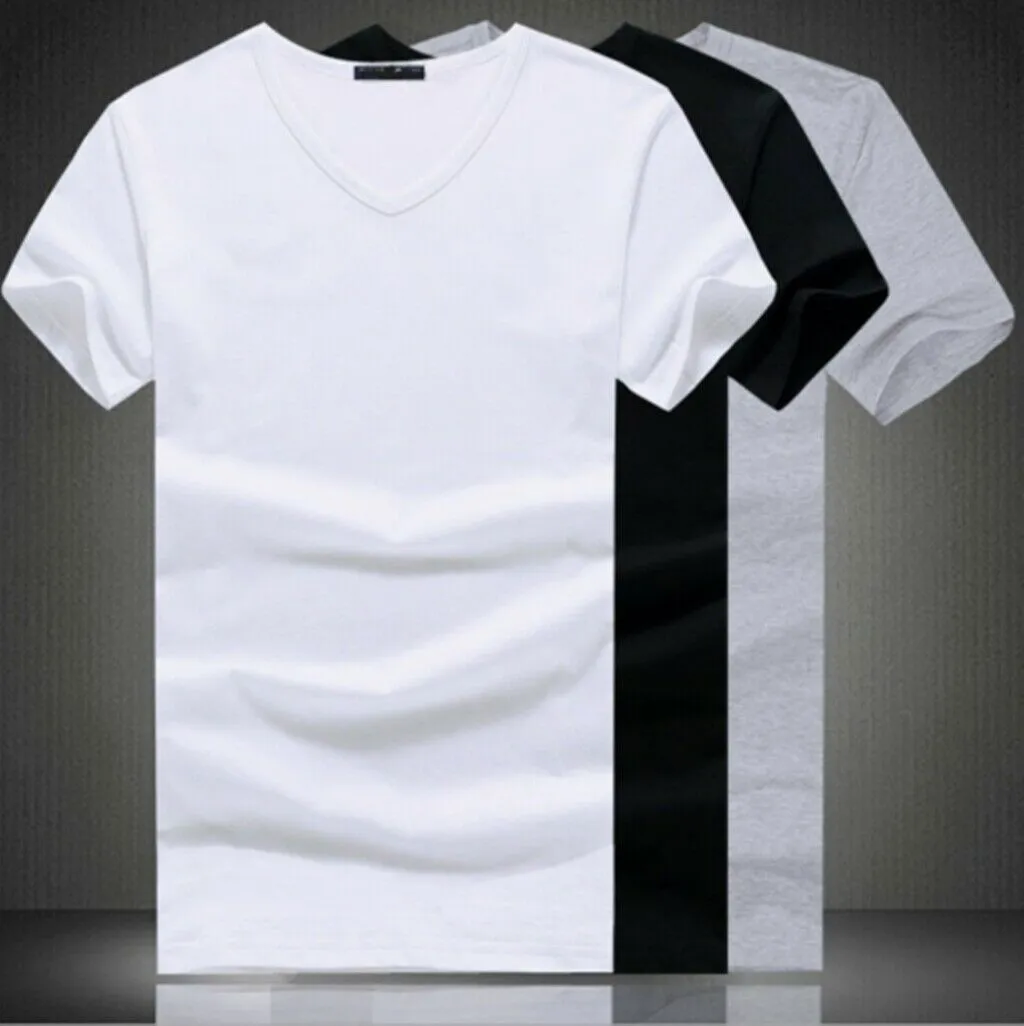 Men's V Neck Round Neck cotton T-shirt Slim Fit Short Sleeve Solid Color Casual - £14.94 GBP