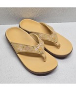 Spenco Flip Flops Orthotic Casual Thong Sandals Yellow Floral Womens US 9 B - $498.74 MXN