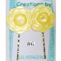 FUN Hand Created OOAK Bobby Pins Large Yellow Flowers - $5.49