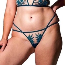 Thistle And Spire Brooklyn Haze Thong Sheer Floral Emerald Biscotti Gree... - $19.24