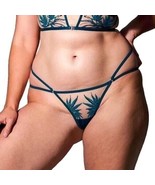 Thistle And Spire Brooklyn Haze Thong Sheer Floral Emerald Biscotti Gree... - £15.20 GBP
