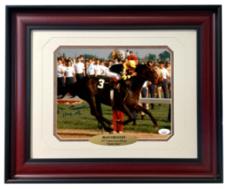 Jean Cruguet Autographed Seattle Slew Horse Racing 8x10 Photo Framed JSA COA - £255.16 GBP