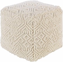 Handwoven Cream Mesudiye Pouf in Transitional Style - $179.31