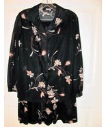 New L 14 Bay Harbour II Womens 2 Pc Black /Flowers Wash Sheer Dress Top ... - £13.25 GBP