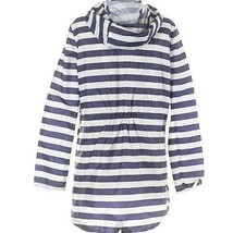 ASOS Petite Navy White Horrizontal Striped Hooded Windbreaker Jacket Size 8P - £34.16 GBP