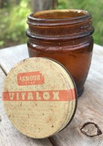 Vintage Armour Star Vitalox Jar Extract Beef Tomato Flavoring Hazel Atlas W/Lid - £21.84 GBP