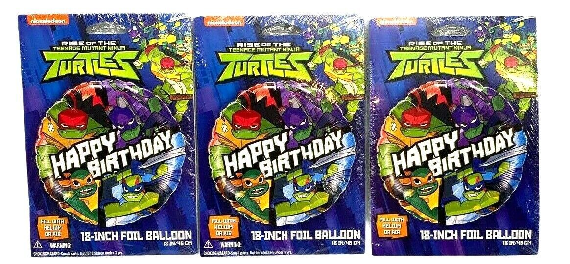 Primary image for Teenage Mutant Ninja Turtles 18" Foil Happy Birthday Party Balloons lot of 3