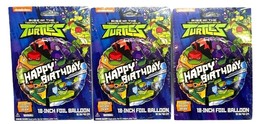 Teenage Mutant Ninja Turtles 18&quot; Foil Happy Birthday Party Balloons lot of 3 - £9.10 GBP