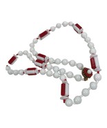 Vintage Miriam Haskell Necklace Glass bead Mod geo strand White Red Signed - £93.21 GBP