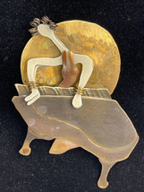 Artistic Woman Piano Brooch Copper Pin 2.5 X 1.75 Girl Pianist Music Jazz - £12.47 GBP