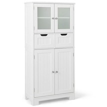 3 Tier Free-Standing Bathroom Cabinet with 2 Drawers and Glass Doors - $3,075.59 MXN