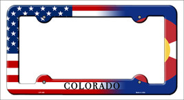 Colorado|American Flag Novelty Metal License Plate Frame LPF-445 - £14.81 GBP