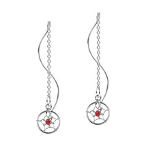 Exotic Dreamcatcher Red Round Bead Thread Slide Sterling Silver Earrings - £11.86 GBP
