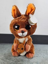 Ty Silk Beanie Boos Kipper The Kangaroo With Joey head 6&quot; Plush - £6.93 GBP