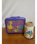 Sesame Street Aladdin Jim Henson Purple Lunch Box with Thermos Vintage  - $8.56