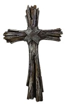 Ebros Rustic Faux Resin Driftwood Finish Crucifix Rugged Wall Cross Decor 13&quot;H - £24.77 GBP