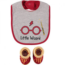 Harry Potter &quot;Little Wizard&quot; 2 Piece Bib and Sock Set Grey - £11.77 GBP