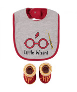 Harry Potter &quot;Little Wizard&quot; 2 Piece Bib and Sock Set Grey - £11.71 GBP