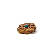 Antique Gold Filled Victorian Etruscan with Turquoise Stone Oval Shape Brooch - £30.07 GBP