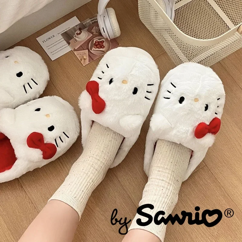 2023 New Sanrio Y2k Hello Kitty Plush Cotton Slippers Winter Home Shoes - £19.54 GBP