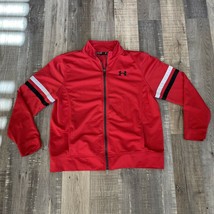 YXL Youth Boys UA Under Armour Spell Out Red Athletic Track Jacket Full Zip EUC - $18.88