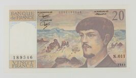 1983 France 20 Francs "Claude Debussy" Note XF-AU Condition Pick#151a.4 - €49,19 EUR