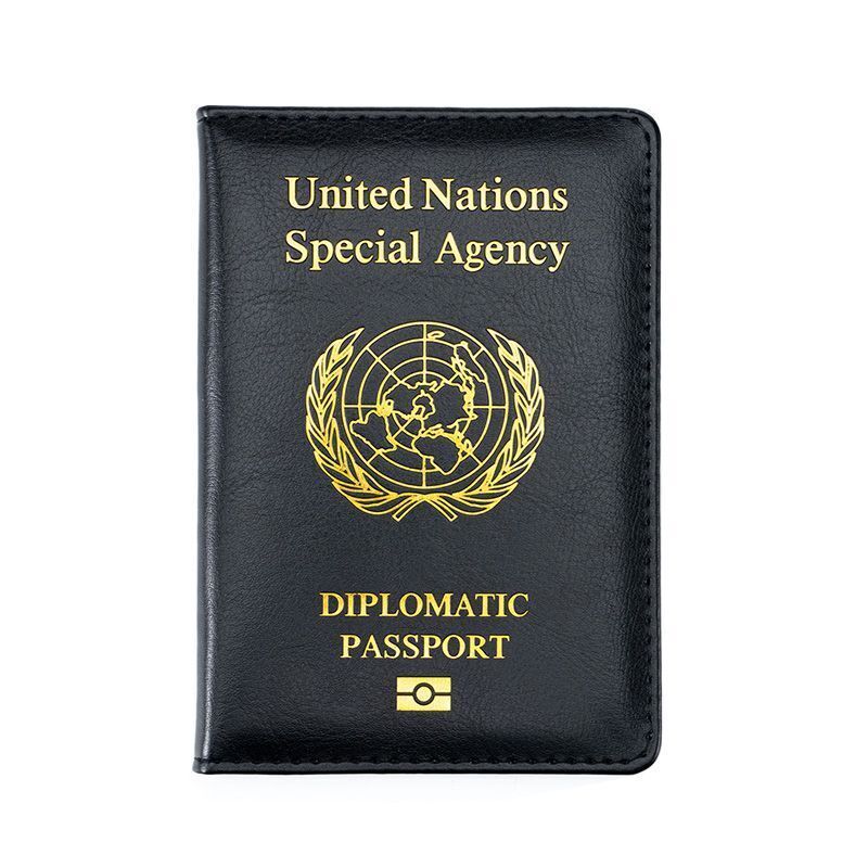 United Nations Leather Diplomatic Travel Case Black Passport Holder ID Storage