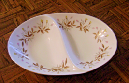 Vintage Sango AUTUMN Divided Vegetable Dish pink/yellow flowers brown white gold - £14.23 GBP