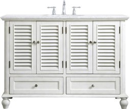 Bathroom Vanity Sink Coastal Beach Single Antique White Brushed Nickel Si - £1,997.59 GBP