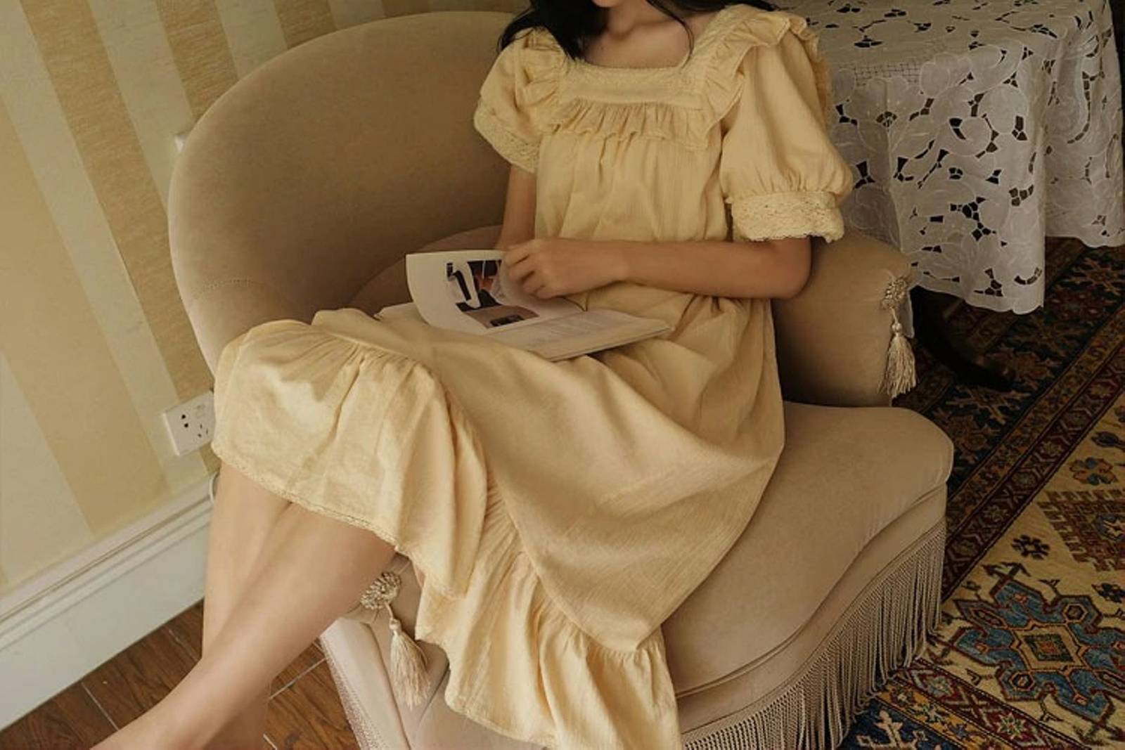 Victorian Cotton Dress| Vintage Victorian Nightgown|Edwardian Dress For women|Co