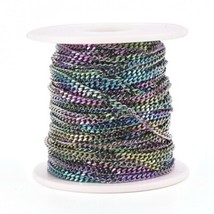 2 FT Rainbow Chain BULK Chain for Jewelry Making Cross Stainless Steel  - $9.47