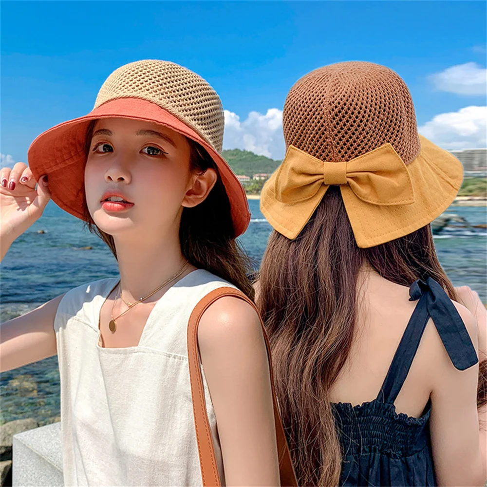 2024 Foldable Wide Brim Floppy Sun Hat Girls Straw Hat Beach Women Summer Hat UV - £12.70 GBP