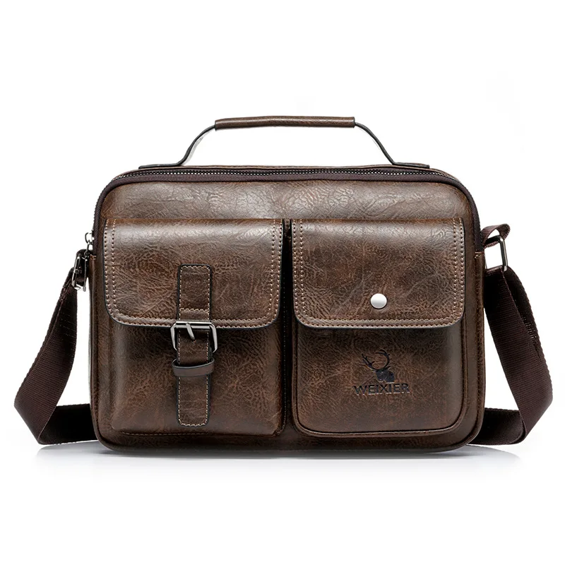 Men&#39;s Retro Business Shoulder Bag Fashion Brand PU Leather Crossbody Bag... - $50.43