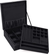 Mosiso Jewelry Box, Jewelry Storage Case Organizer, Stackable Double, Black - £26.62 GBP