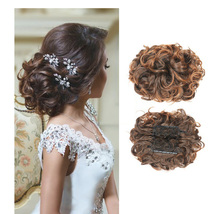 Fluffy Buns Hairpieces Chignon Curly Updo Sunthetic Wigs for Women Color 4T30 - £10.38 GBP