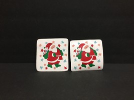 2 Santa Claus with Stars Coasters Christmas Decorations - $1.82