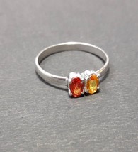 2X3Ct Good Oval Cut Natural Padparadscha Sapphire 925 Sterling Silver Ring - £65.37 GBP