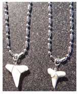 2 STAINLESS STEEL 24&quot; BALL CHAIN NECKLACE W SHARKS TOOTH PENDANT fashion... - $180.65 MXN